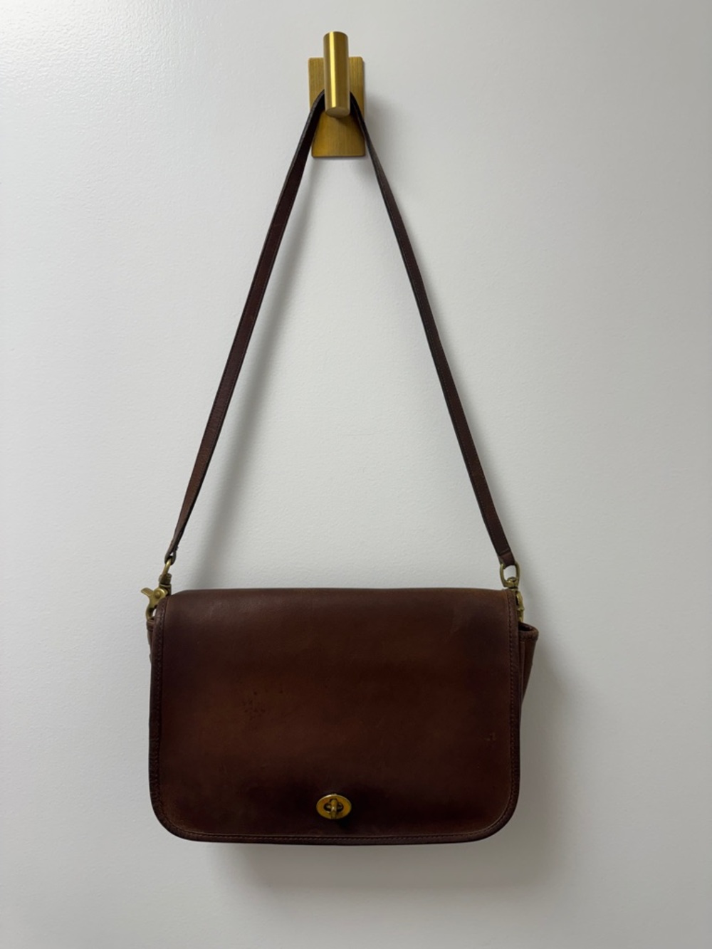 Coach Brown Leather Turnlock Flap Crossbody